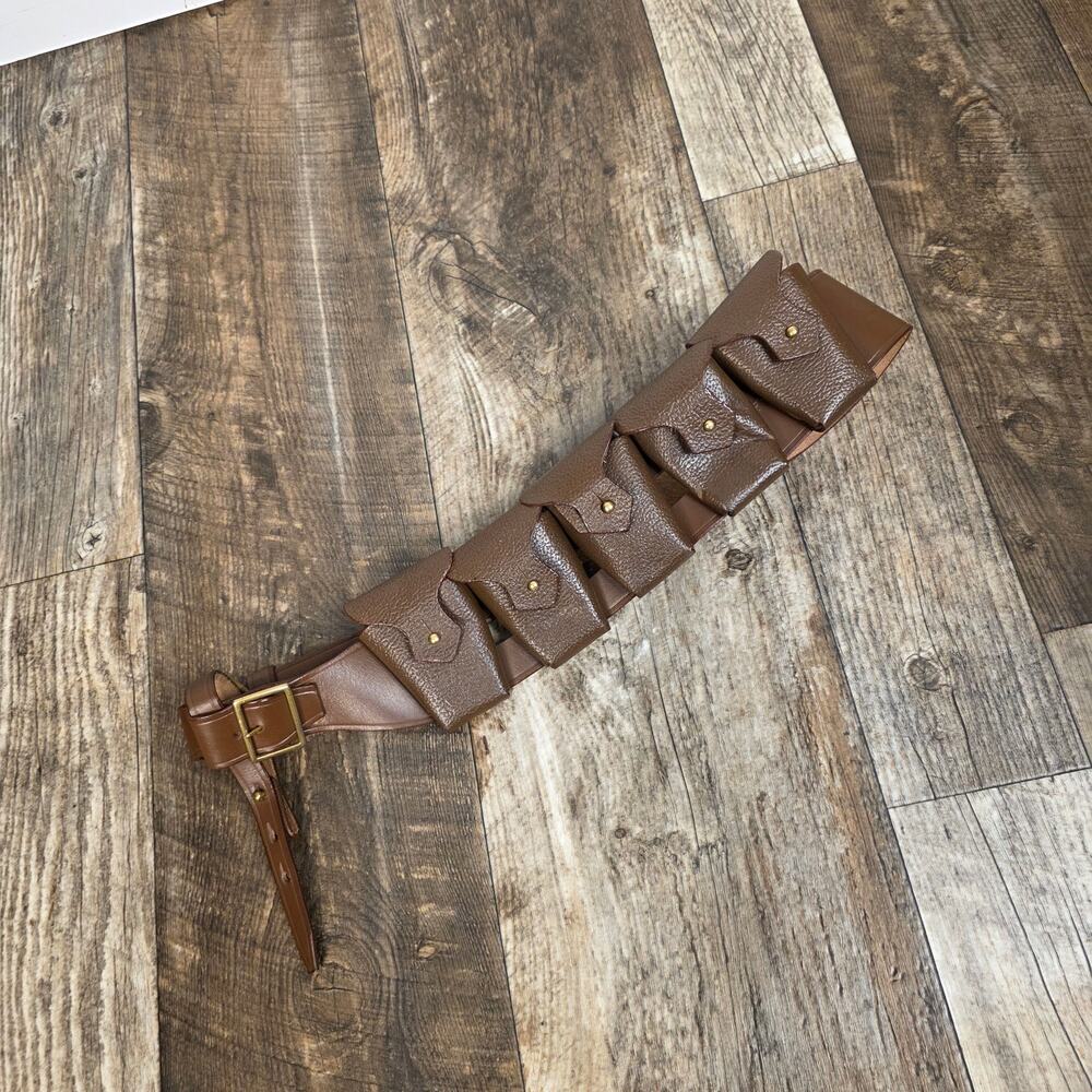Utility Pouch Belt Brown Ammo Bandolier Brown Leather
